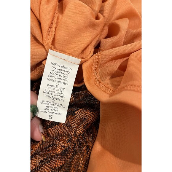 Lularoe Women’s Small Lucy Long Maxi Skirt Floral Lace Orange Fall Full Length - Picture 8 of 9